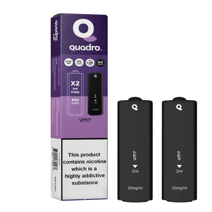 4 in 1 Quadro 2400 Puffs Replacement Pods Box of 10 - Mcr Vape Distro