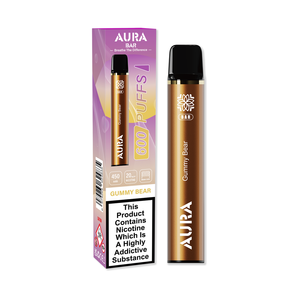 Aura Bar 600 Puffs Disposbale Vape Pod Box of 10