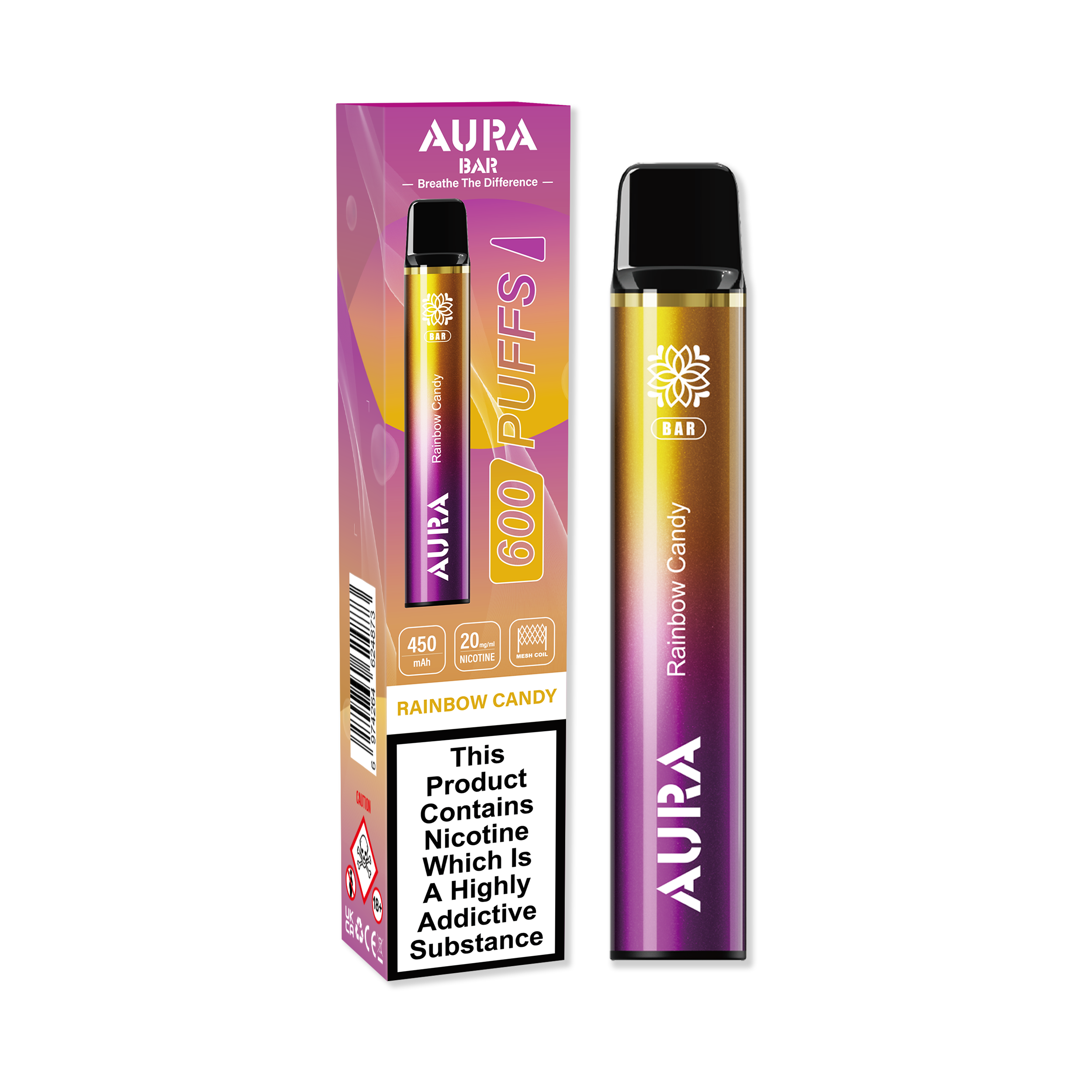 Aura Bar 600 Puffs Disposbale Vape Pod Box of 10 YD VAPE STORE