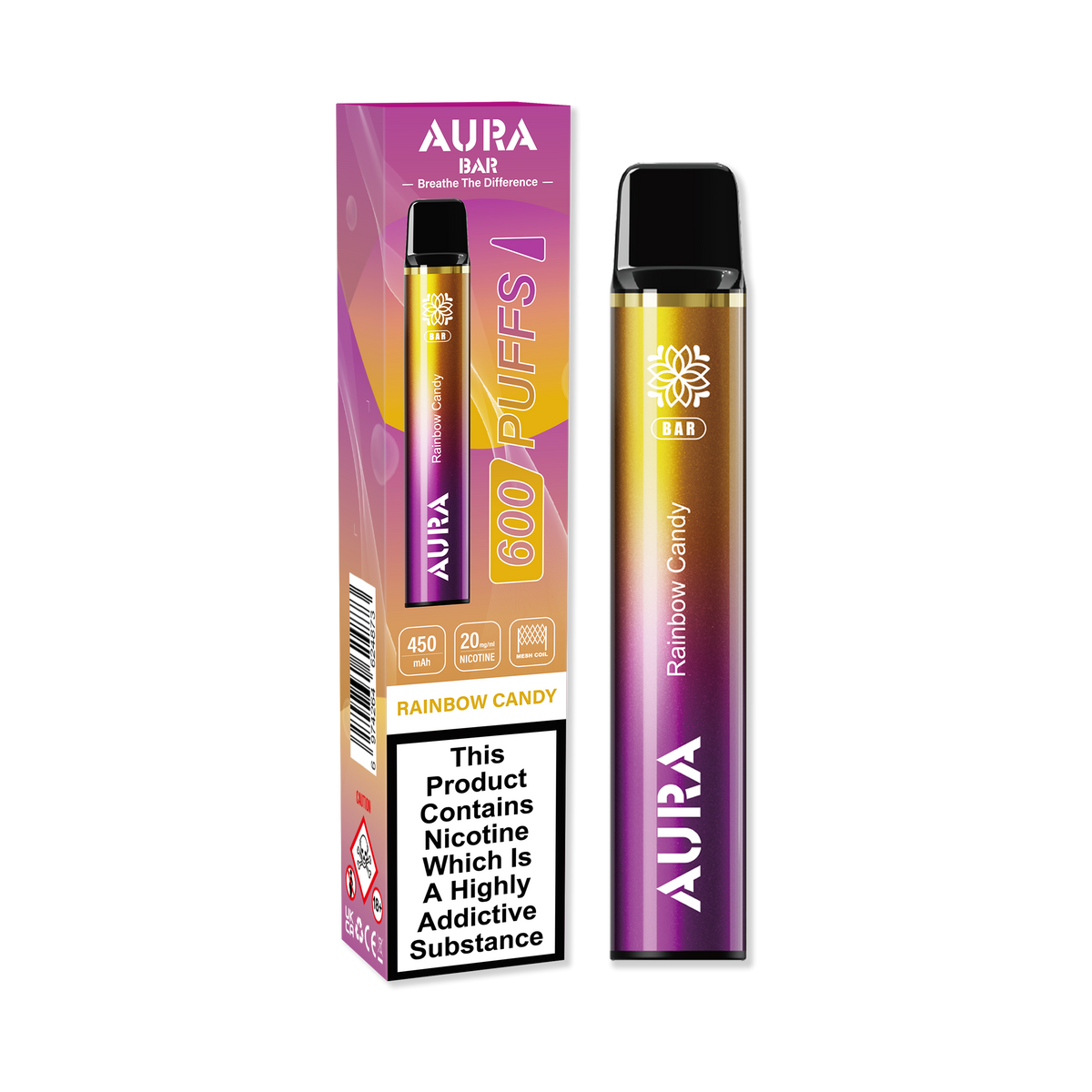 Aura Bar 600 Puffs Disposbale Vape Pod Box of 10