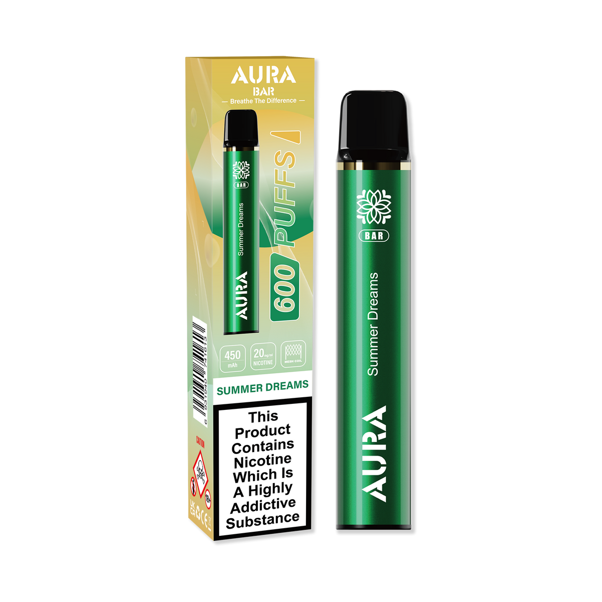 Aura Bar 600 Puffs Disposbale Vape Pod Box of 10