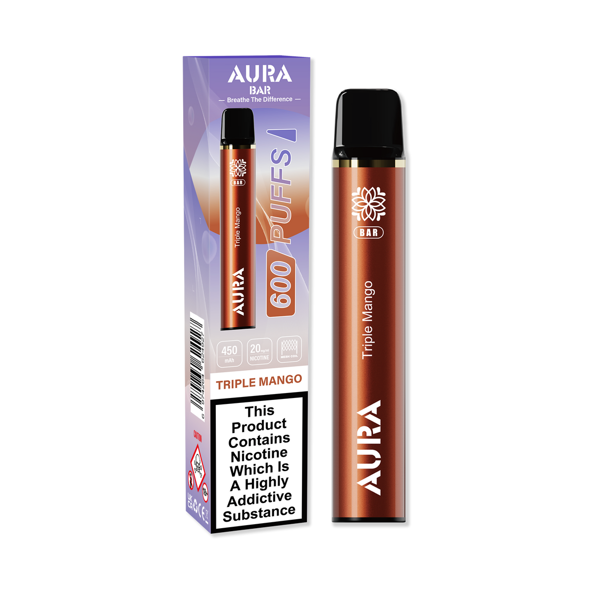 Aura Bar 600 Puffs Disposbale Vape Pod Box of 10