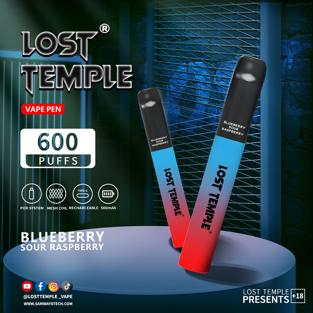 Lost Temple 600 Puffs Disposable Vape Device Kit Box of 10