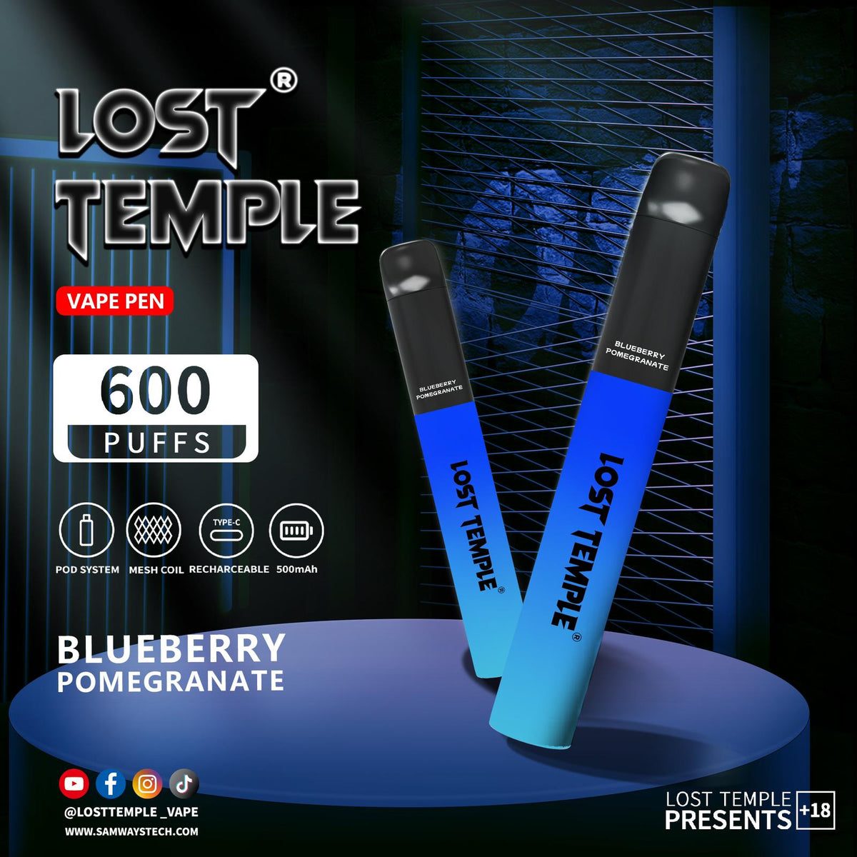 Lost Temple 600 Puffs Disposable Vape Device Kit Box of 10