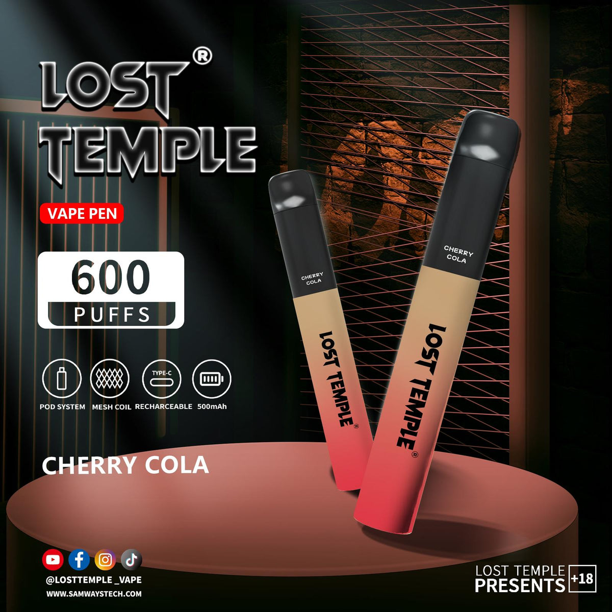 Lost Temple 600 Puffs Disposable Vape Device Kit Box of 10