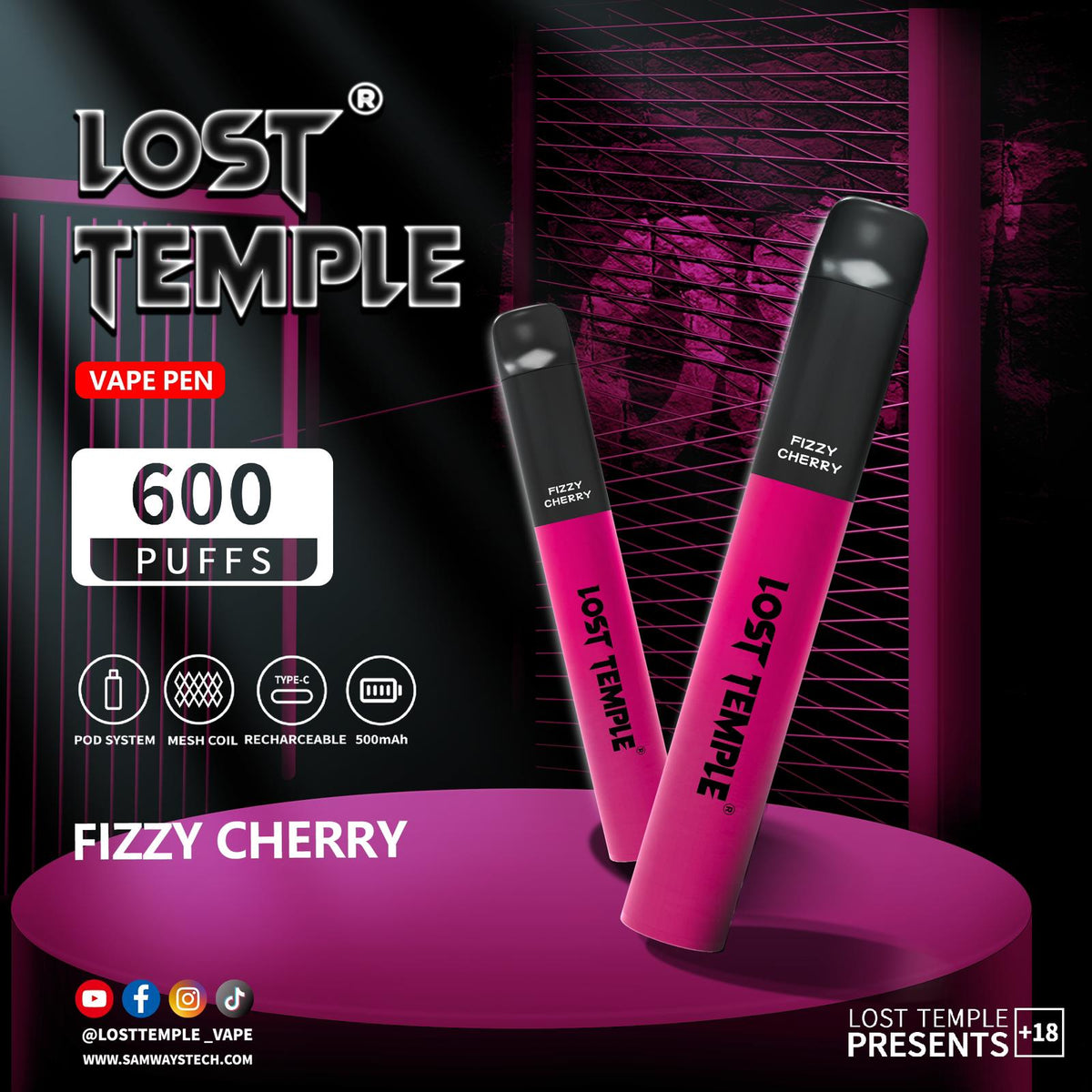 Lost Temple 600 Puffs Disposable Vape Device Kit Box of 10