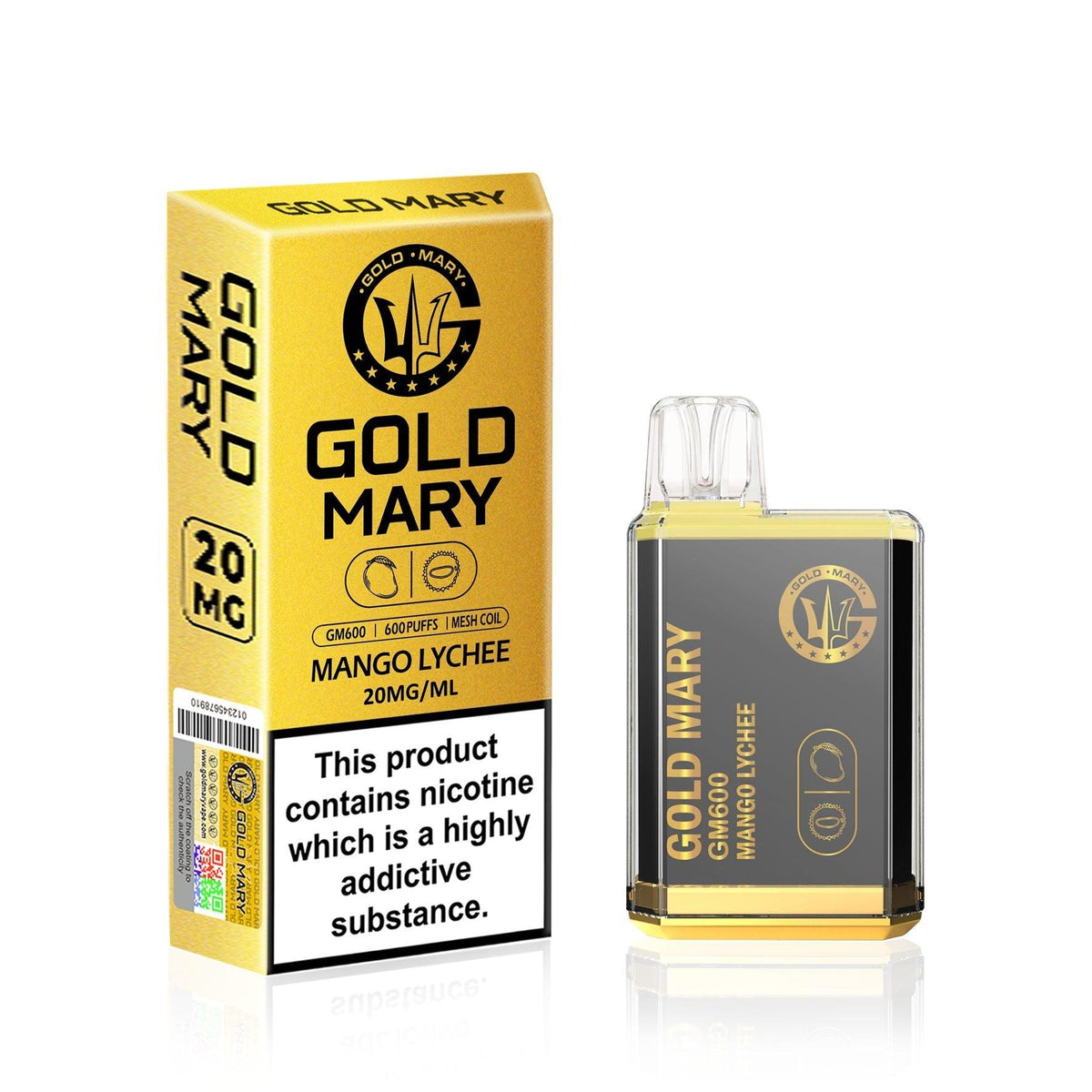 Gold Mary GM600 Disposable Vape Puff Bar Device Box of 10 - YD VAPE STORE