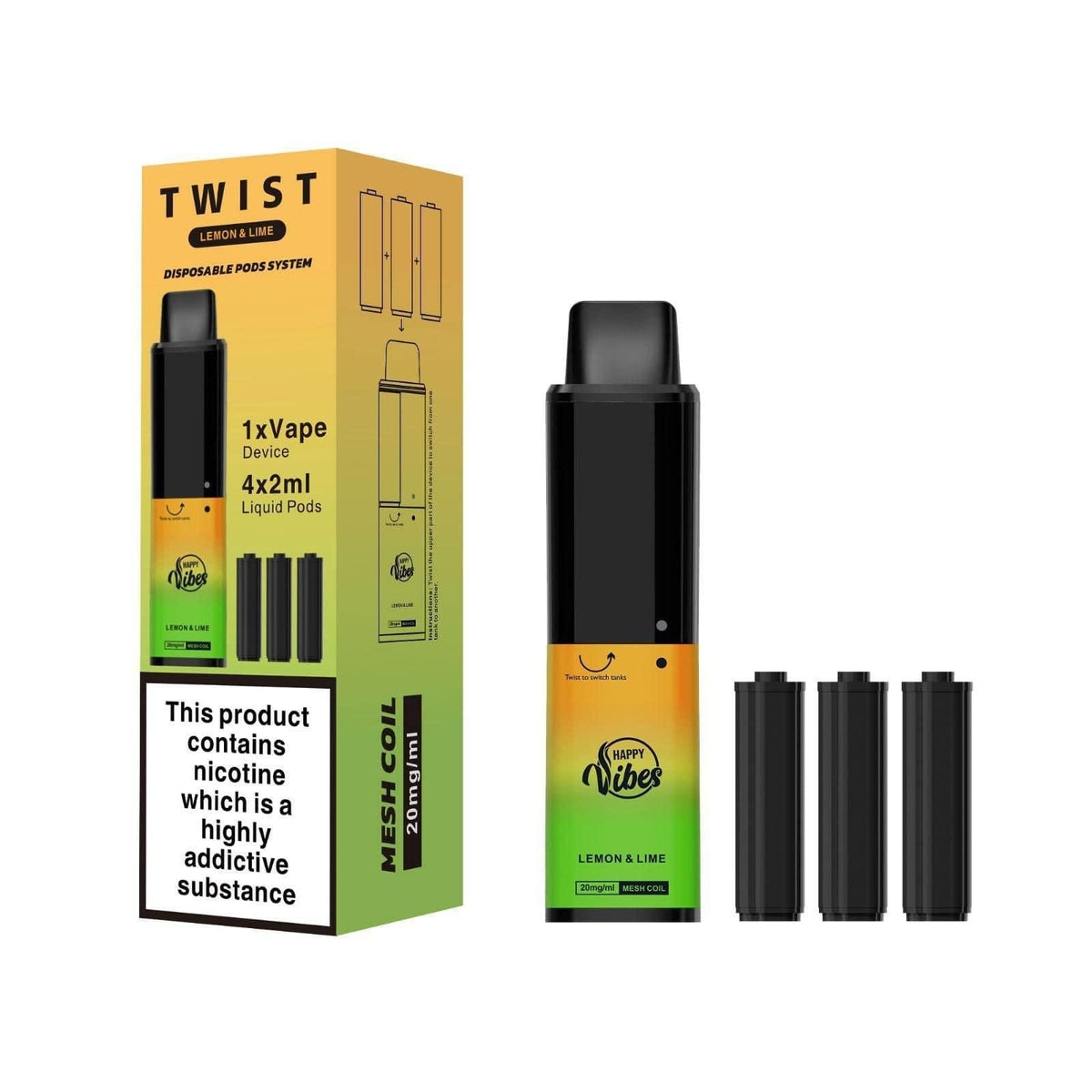 Happy Vibes Twist 2400 Disposable Vape Pod Puff Bar Box of 5 - YD VAPE STORE