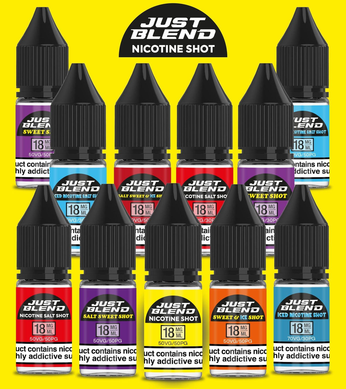 Just Blend Iced Nicotine Salt Shots - 18mg/70vg - (Pack of 30) - YD VAPE STORE