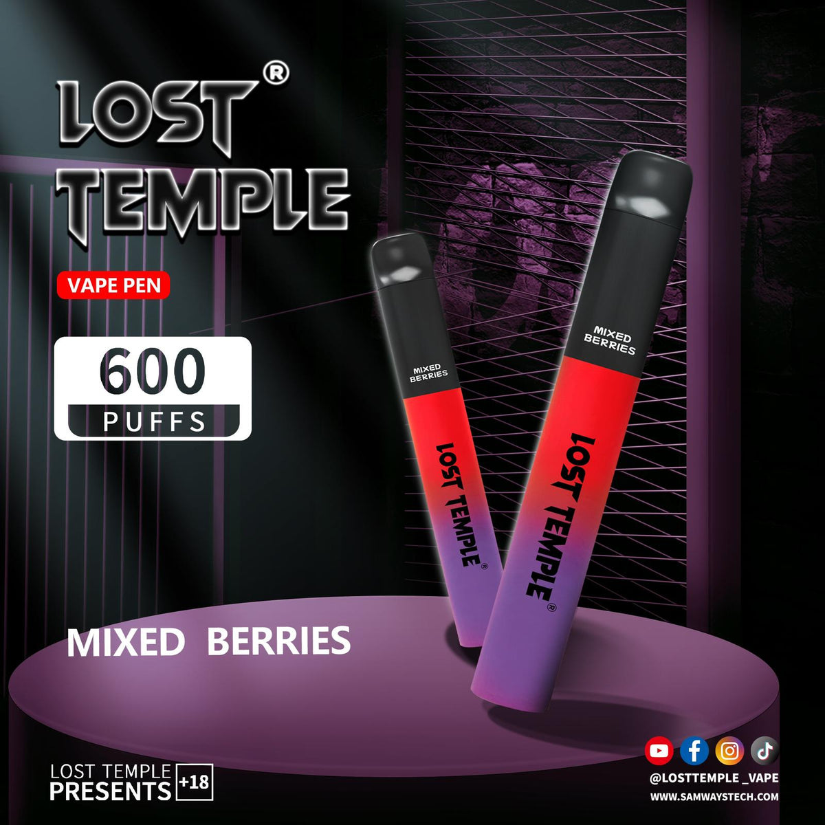 Lost Temple 600 Puffs Disposable Vape Device Kit Box of 10