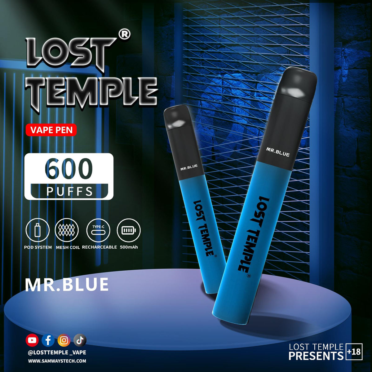 Lost Temple 600 Puffs Disposable Vape Device Kit Box of 10