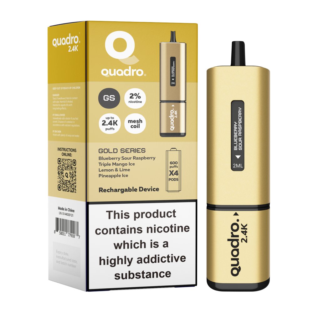 Quadro 2400 Puffs 4 in 1 Disposable Vape Pod Box of 5 - Mcr Vape Distro