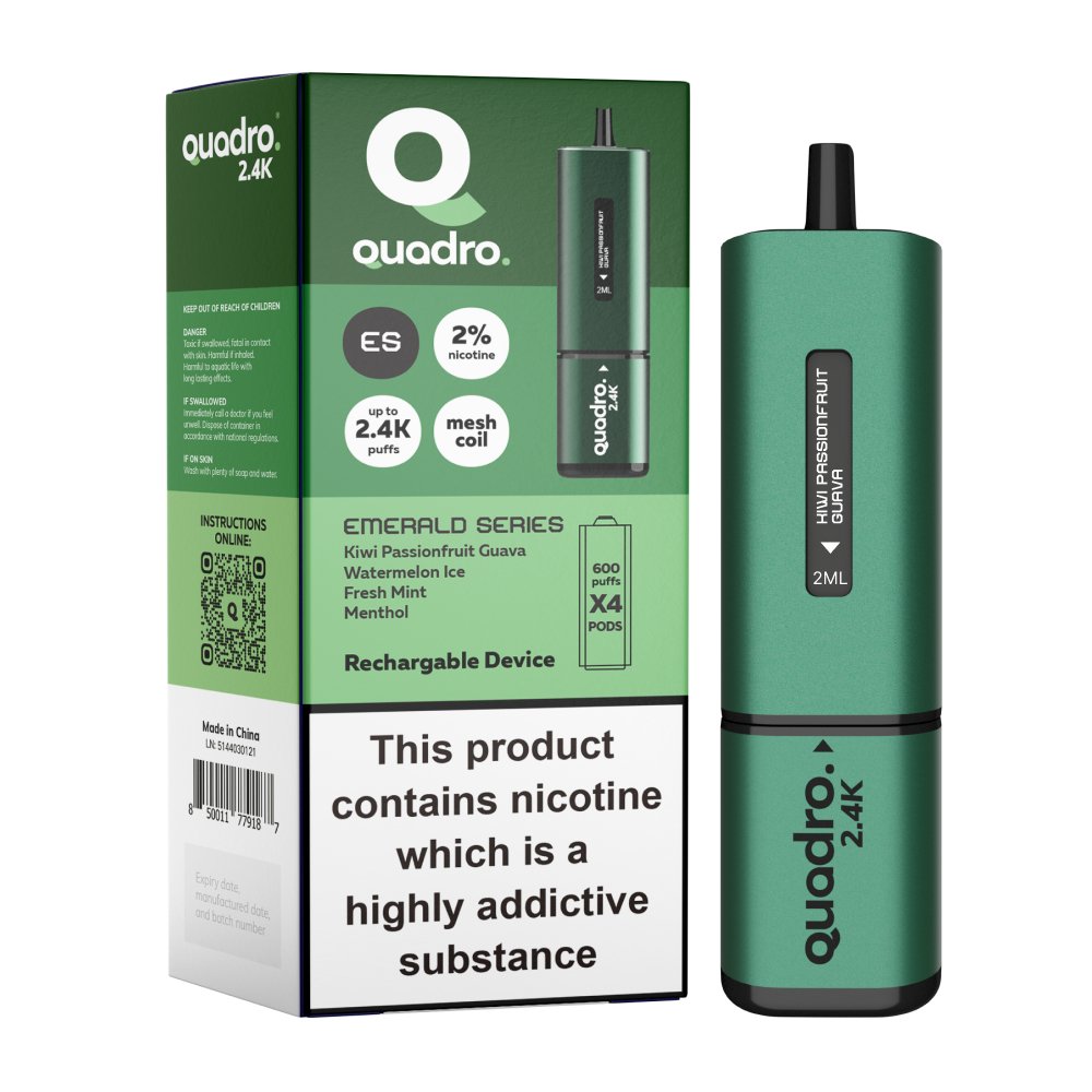 Quadro 2400 Puffs 4 in 1 Disposable Vape Pod Box of 5 - Mcr Vape Distro