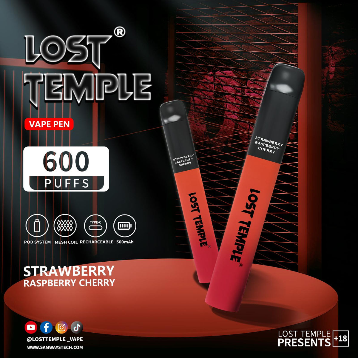 Lost Temple 600 Puffs Disposable Vape Device Kit Box of 10