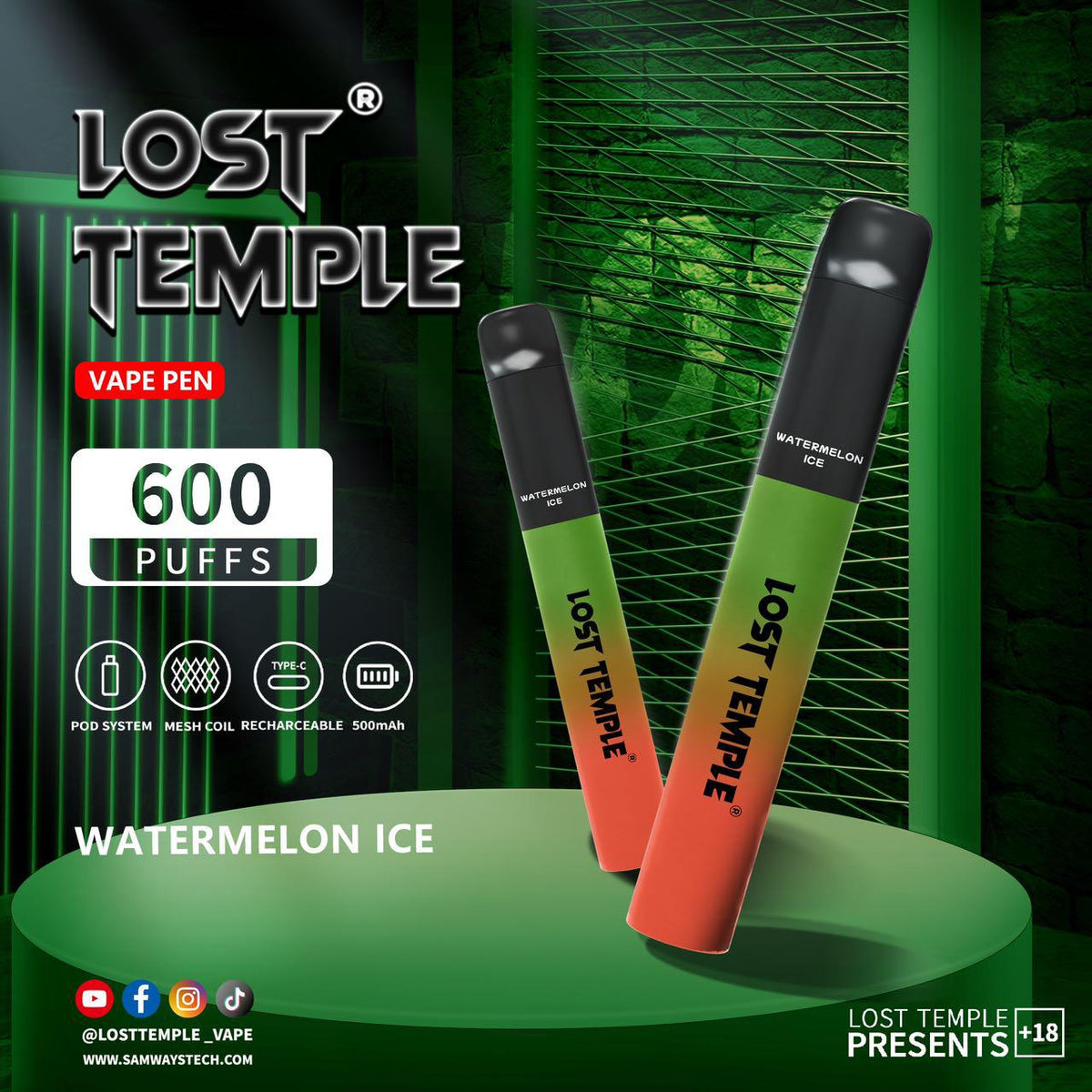 Lost Temple 600 Puffs Disposable Vape Device Kit Box of 10